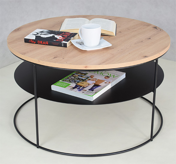 Wizualizacja stolika kawowego Karolis 4X dąb artisan+czarny