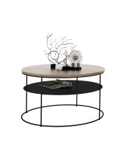 Okrągły stolik kawowy w stylu loft dąb lancelot - Karolis 4X w sklepie Edinos.pl