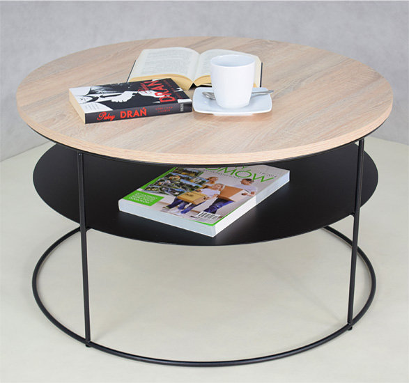 Wizualizacja stolika kawowego Karolis 4X dąb sonoma+czarny