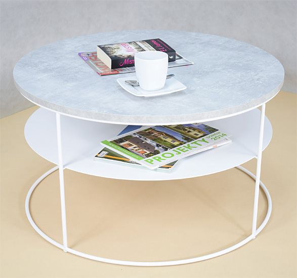 Wizualizacja stolika kawowego Karolis 5X beton+biały