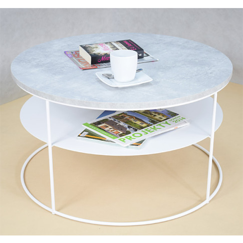 Dwupoziomowy stolik kawowy Karfolis 5X beton biały