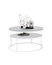 Okrągły stolik kawowy z białym stelażem beton - Karolis 5X w sklepie Edinos.pl