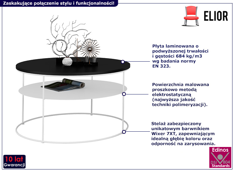 Nowoczesny stolik kawowy Karolis 5X czarny+biały