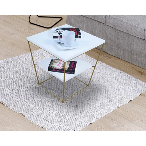 Wizualizacja stolika kawowego Arakin 3X biały złoty