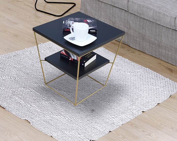 Wizualizacja stolika kawowego Arakin 3X czarny+złoty