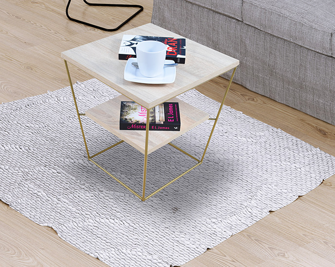 Wizualizacja stolika kawowego Arakin 3X dąb sonoma+złoty