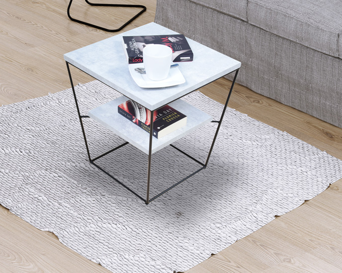 Wizualizacja stolika kawowego Arakin 4X beton+czarny