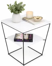 Kwadratowy stolik kawowy z białym blatem - Celia 4X w sklepie Edinos.pl