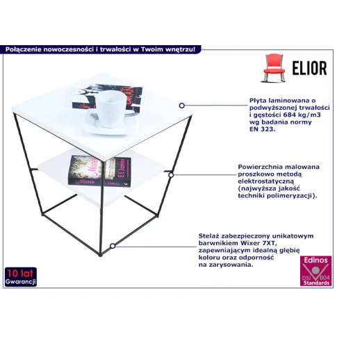Nowoczesny stolik kawowy Arakin 4X biały czarny