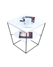 Kwadratowy stolik kawowy z białym blatem - Arakin 4X w sklepie Edinos.pl