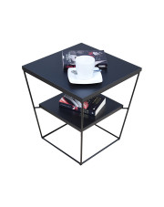 Czarny kwadratowy stolik kawowy z półką - Arakin 4X w sklepie Edinos.pl