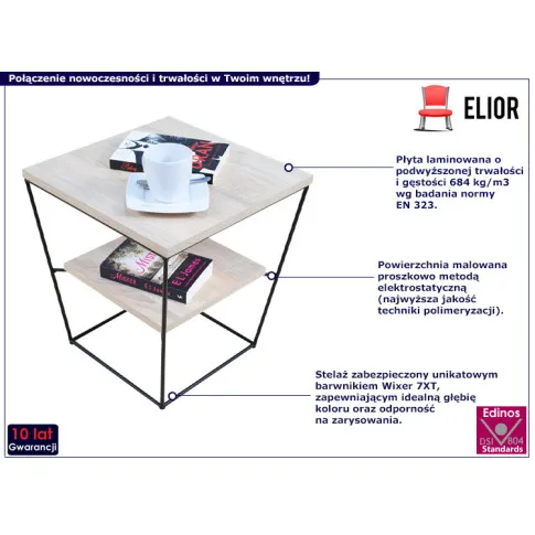Nowoczesny stolik kawowy Arakin 4X dąb sonoma czarny