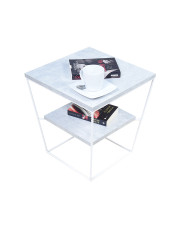Kwadratowy stolik kawowy z półką beton - Arakin 5X w sklepie Edinos.pl