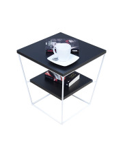 Minimalistyczny stolik kawowy z półką czarny - Arakin 5X w sklepie Edinos.pl