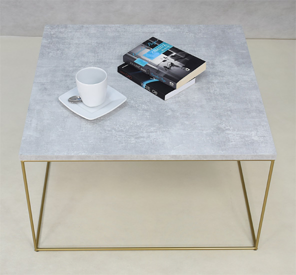 Wizualizacja stolika kawowego Welos 3X beton+złoty
