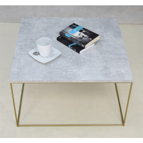 Wizualizacja stolika kawowego Welos 3X beton złoty