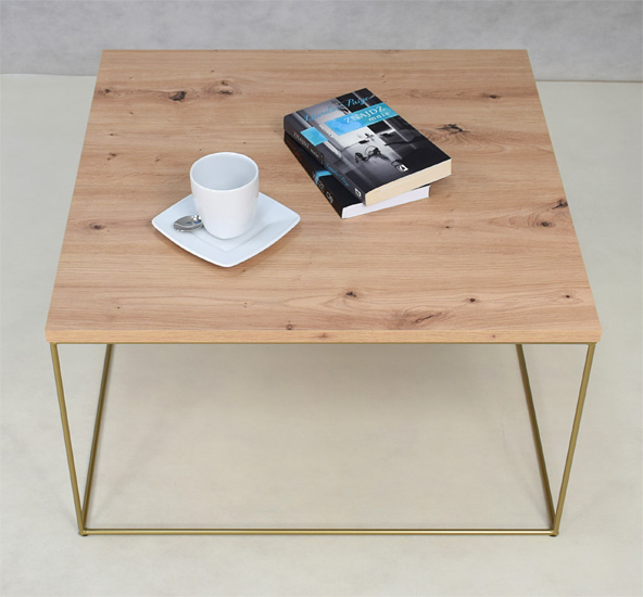 Wizualizacja stolika kawowego Welos 3X dąb artisan+złoty