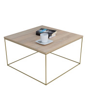 Kwadratowy stolik kawowy w stylu glamour dąb sonoma - Welos 3X w sklepie Edinos.pl