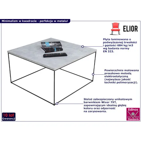 Minimalistyczny stolik kawowy Welos 4X dąb beton złoty