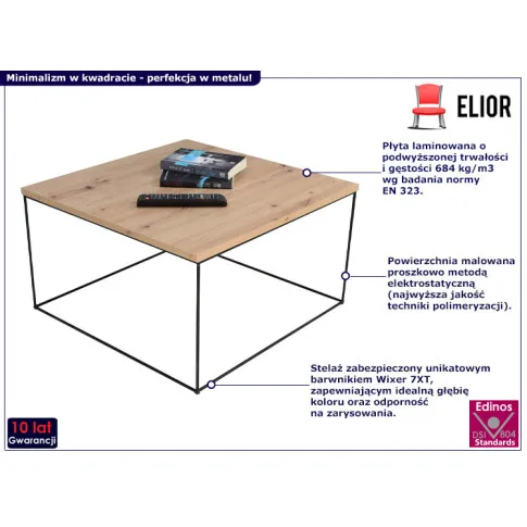 Minimalistyczny stolik kawowy Welos 4X dąb artisan złoty