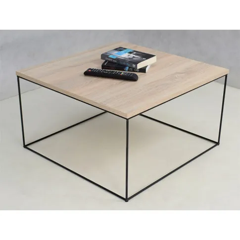 Kwadratowy stolik kawowy Welos 4X dąb sonoma czarny