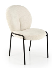 Kremowe krzesło tapicerowane tkaniną boucle - Delox w sklepie Edinos.pl