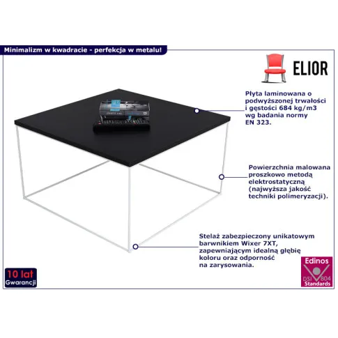 Minimalistyczny stolik kawowy Welos 5X czarny biały