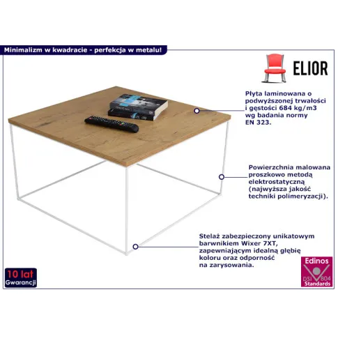 Minimalistyczny stolik kawowy Welos 5X dąb lancelot biały