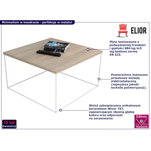 Minimalistyczny stolik kawowy Welos 5X dąb sonoma biały