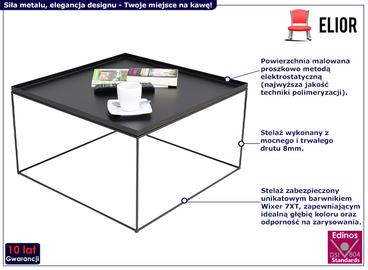 Minimalistyczny stolik kawowy Gondiko 4X czarny