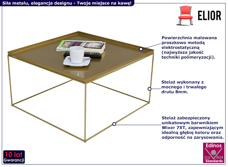 Minimalistyczny stolik kawowy Gondiko 4X złoty