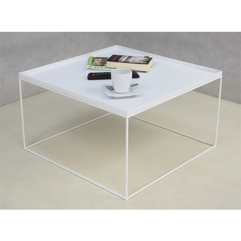 Kwadratowy stolik kawowy Diros 4X biały