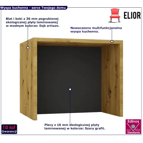 Multifunkcjonalna wyspa kuchenna dąb artisan szary grafit Mercado 3X