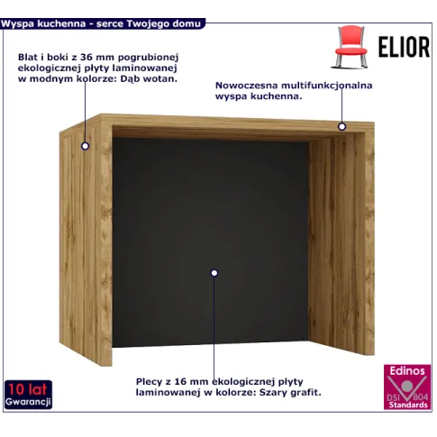 Multifunkcjonalna wyspa kuchenna dąb wotan szary grafit Mercado 3X