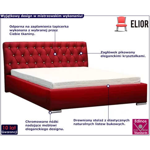 Tapicerowane pikowane łóżko z drewnianym stelażem Luxor 3X