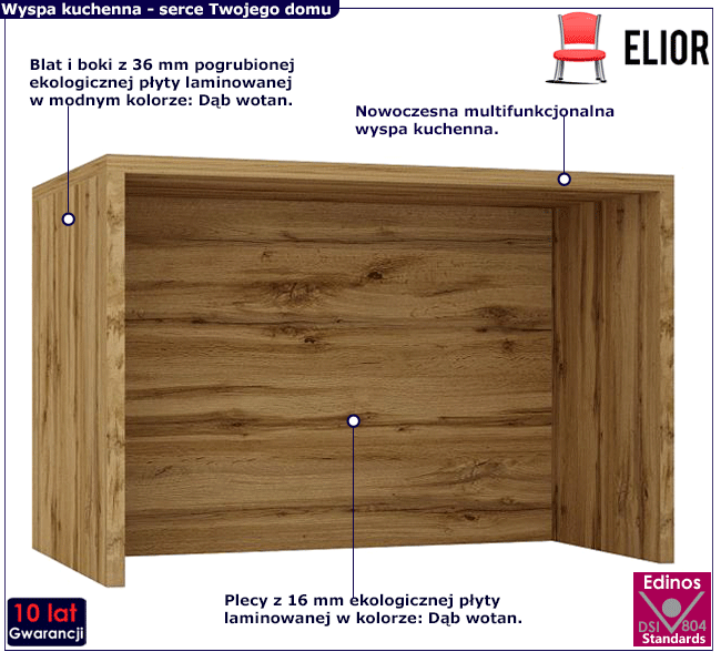 Wyspa kuchenna dąb wotan Cristal 4X