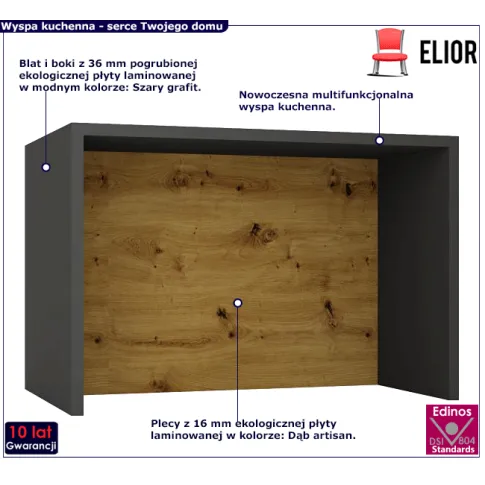 Multifunkcjonalna wyspa kuchenna szary grafit dąb artisan Mercado 4X