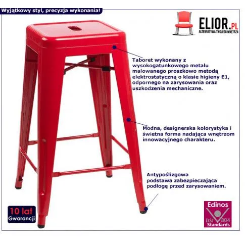 Fotografia Czerwony wysoki taboret do wyspy kuchennej - Dalina 2X z kategorii Hokery