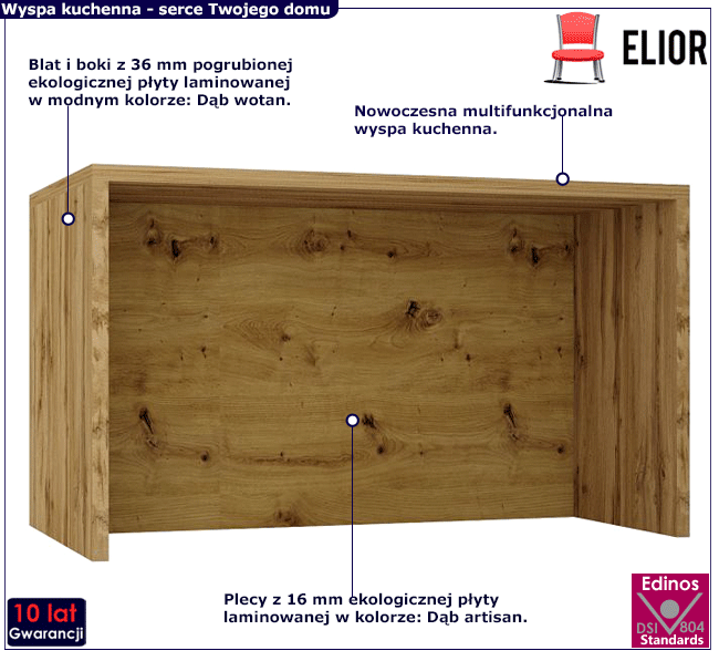 Wyspa kuchenna dąb wotan + dąb artisan Cristal 5X