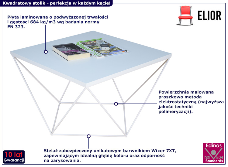 Druciany stolik kawowy Galapi 3X biały