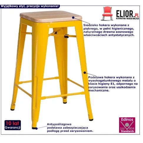 Fotografia Metalowy wysoki hoker Maye - żółty sosna z kategorii Hokery