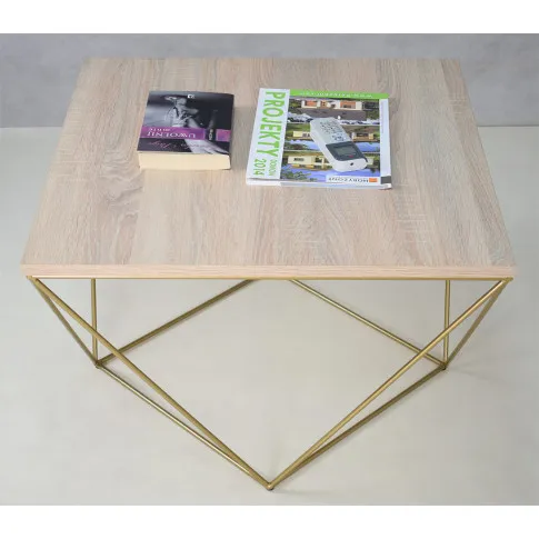 Stolik kawowy glamour Galapi 4X dąb sonoma złoty