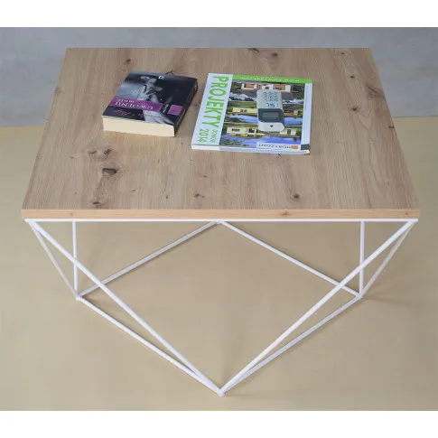 Kwadratowy stolik kawowy Galapi 4X dąb artisan biały