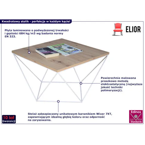 Nowoczesny stolik kawowy Galapi 4X dąb artisan biały