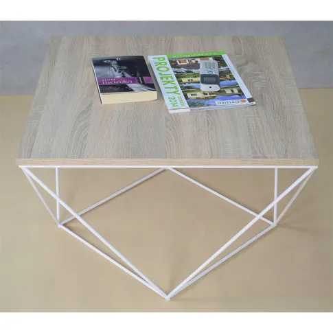 Kwadratowy stolik kawowy Galapi 4X dąb sonoma biały