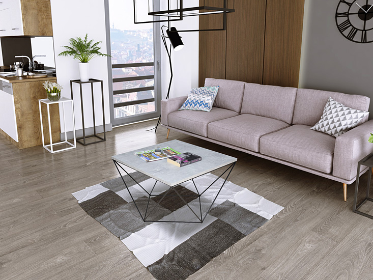 Wizualizacja stolika kawowego Mokita 4X beton+czarny