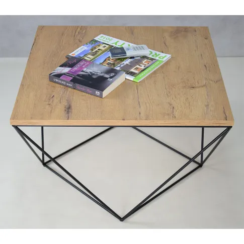 Kwadratowy stolik kawowy Galapi 4X dąb lancelot czarny