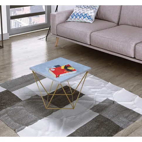 Wizualizacja stolika kawowego Galapi 5X beton złoty