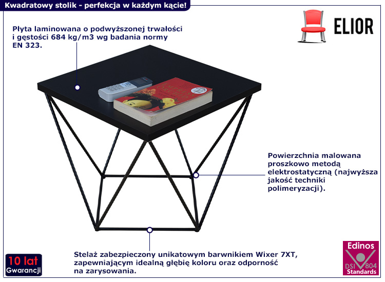 Druciany stolik kawowy Galapi 5X czarny