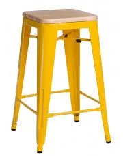 Metalowy wysoki taboret Maye 2X - żółty sosna w sklepie Edinos.pl